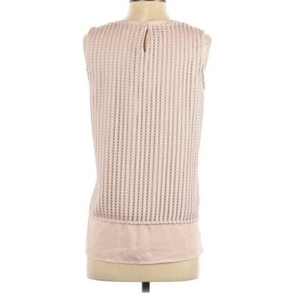 Calvin Klein Tunic Top Blush Pink Sheer Layered Waffle Textured Sleeveless Sz XS - Picture 2 of 10